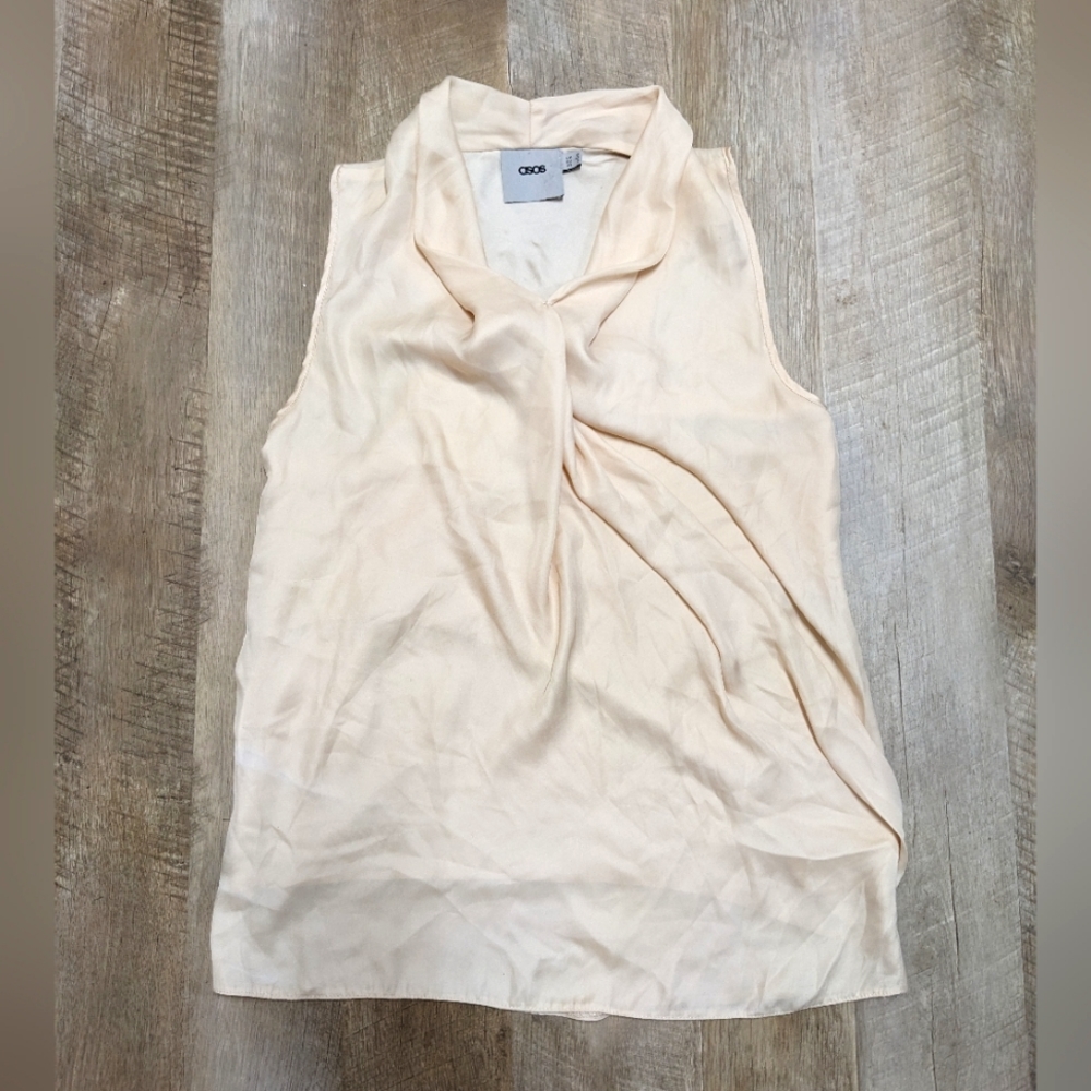 Asos Creamy Beige Sleeveless Drapey Blouse